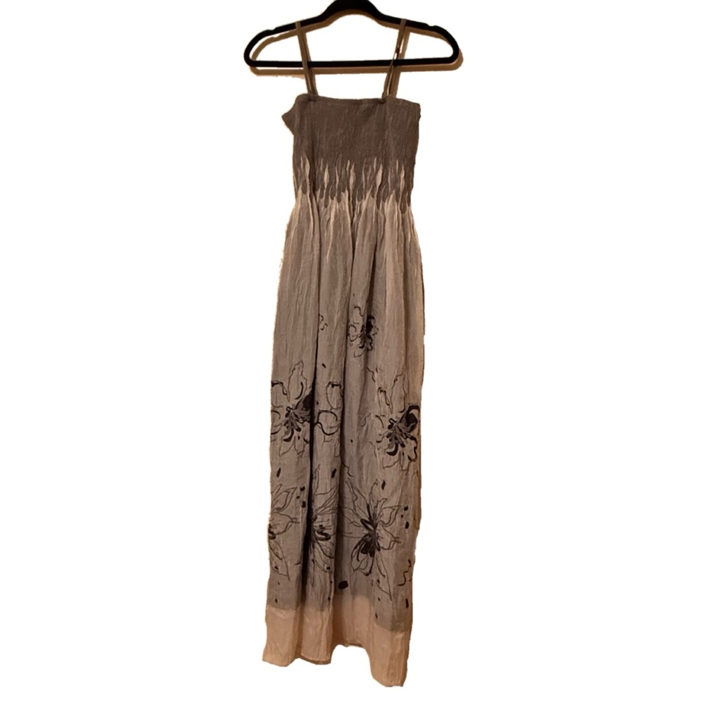 Lapis Elegant Gray Floral Maxi Dress